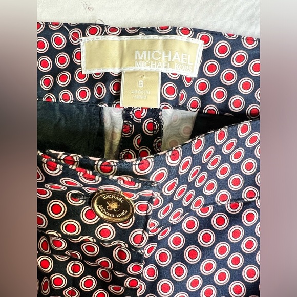 MICHAEL KORS Blue and pink circle pattern skinny pants size 6 - Picture 9 of 13